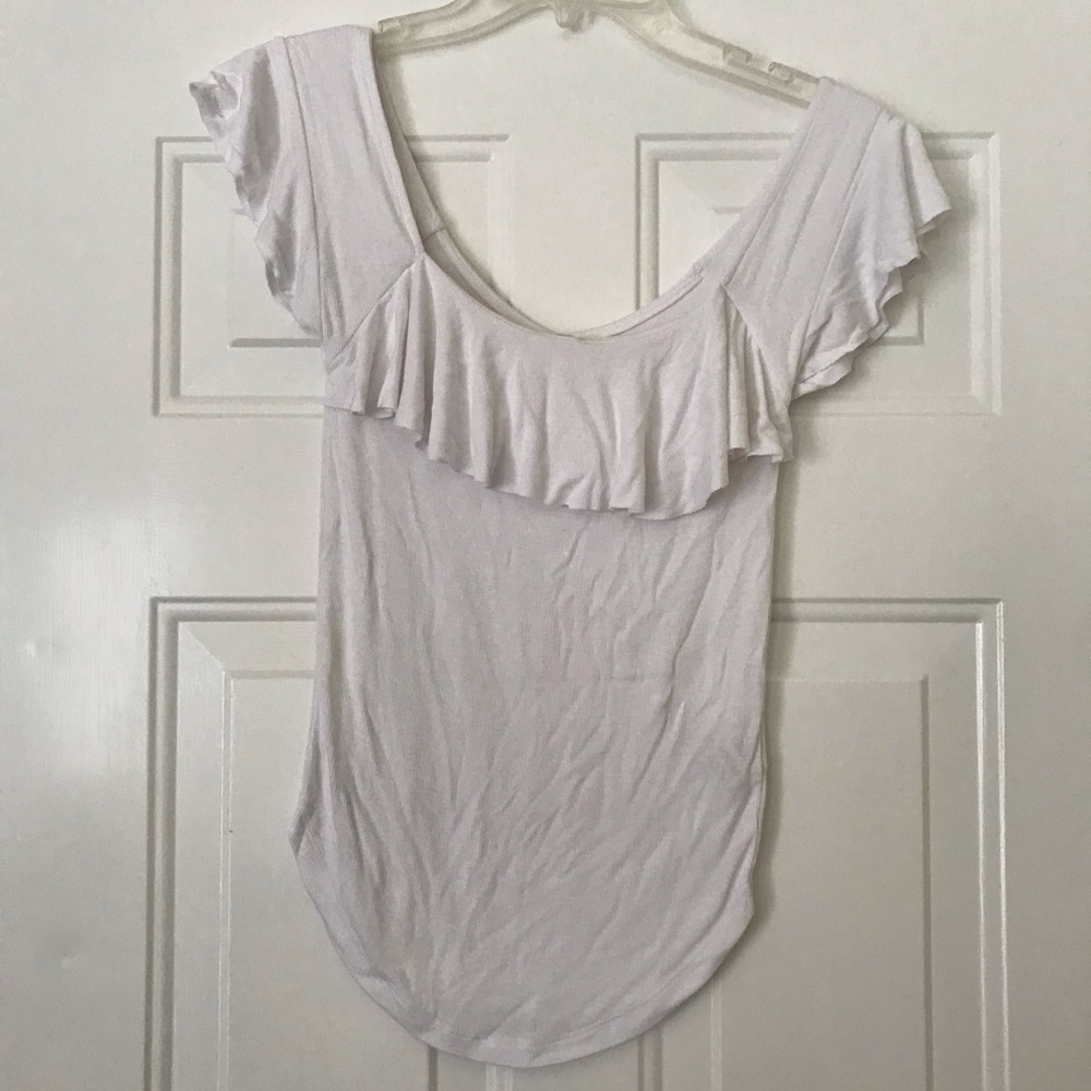 Free People white off the shoulder fitted tee
